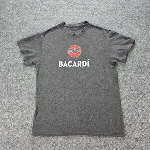 Bacardi Rum Tshirt Mens Medium Gray Short‎ Sleeve Graphic Logo Casual